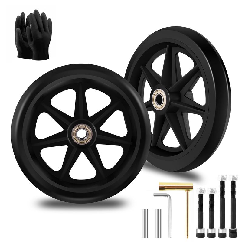 2Pcs 6 Inch Replacement Wheelchair Wheels for Walkers Environmentally Friendly Rubber Material WearResistant PU Tires AntiSlip and Durable ABS Wheel Hub 6IN Narrow 2Pcs